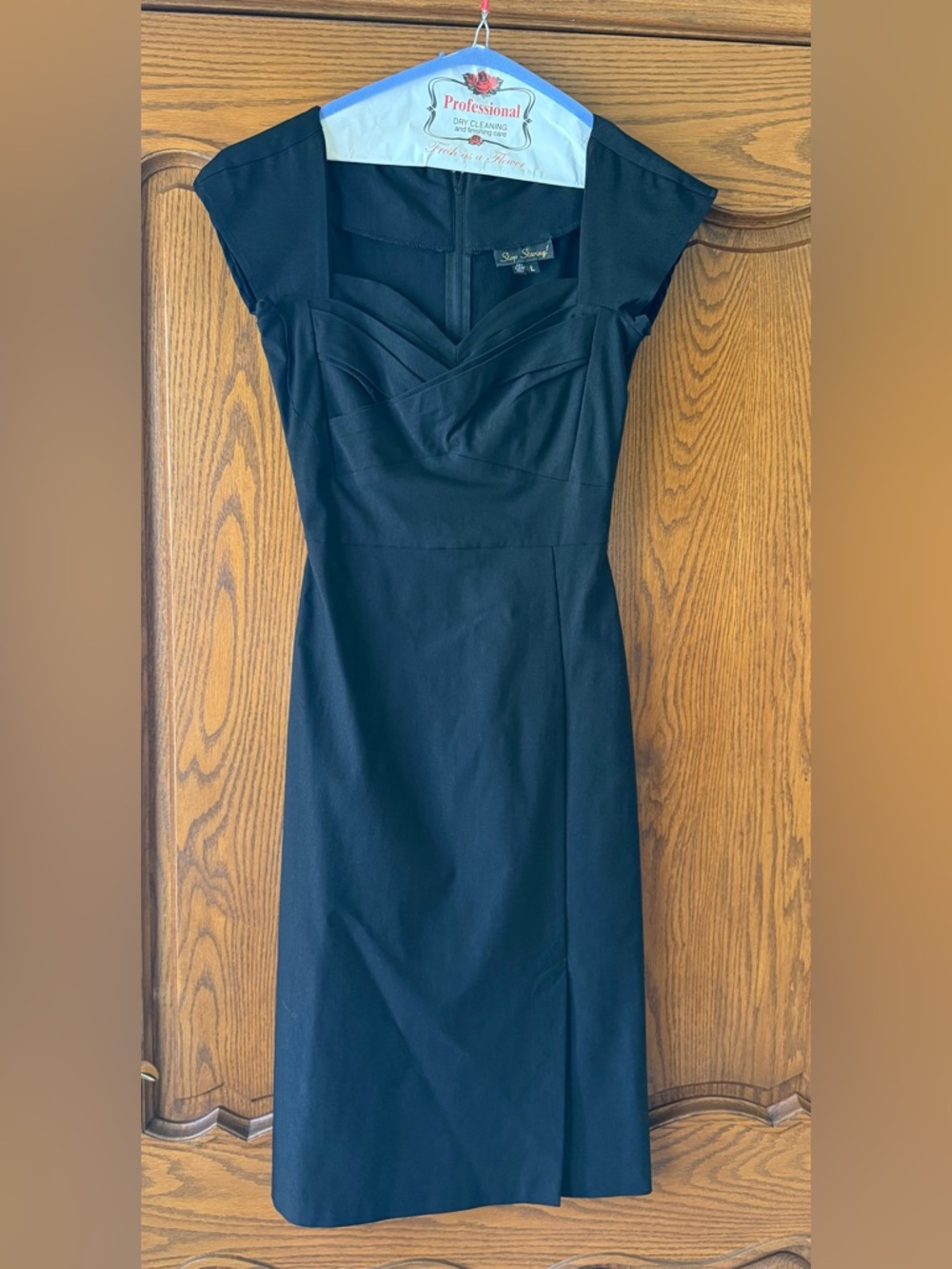 Stop Staring Black Cap-Sleeve Midi Dress Size L